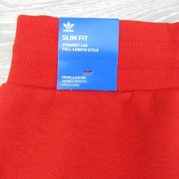 Adidas Originals Essentials Fleece Pants Mens Size XL Slim Fit Red NEW - Picture 6 of 13